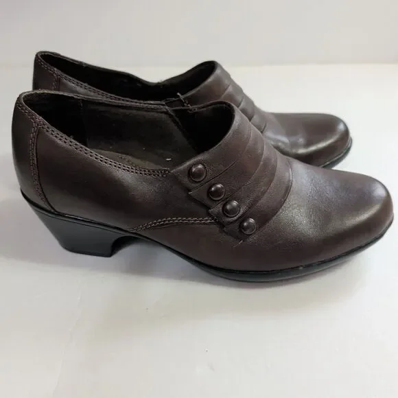 (2) Pair of Clarks,Bendables Women Brown Leather Slip 7M, Black Unstructured 7.5 - Picture 6 of 16